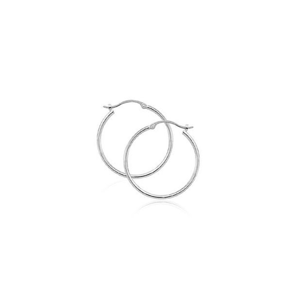 14K White Gold Medium Tube Hoop Earrings Quality Gem LLC Bethel, CT