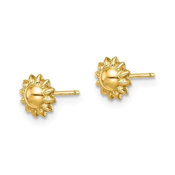 14K Yellow Gold Sunflower Stud Earrings Image 2 Quality Gem LLC Bethel, CT