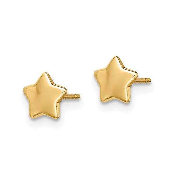 14K Yellow Gold Star Earrings Image 2 Quality Gem LLC Bethel, CT