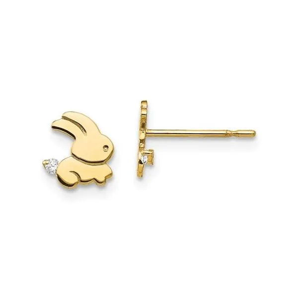14K Yellow Gold CZ Bunny Stud Earrings Quality Gem LLC Bethel, CT