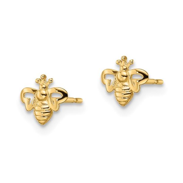 14K Yellow Gold Bumblebee Stud earrings Image 2 Quality Gem LLC Bethel, CT
