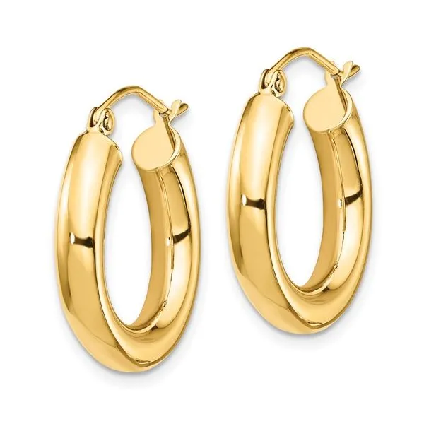 14K Yellow Gold Tube Hoop Earrings Image 2 Quality Gem LLC Bethel, CT
