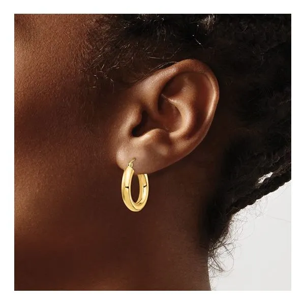 14K Yellow Gold Tube Hoop Earrings Image 3 Quality Gem LLC Bethel, CT