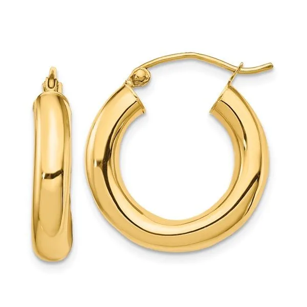 14K Yellow Gold Tube Hoop Earrings Quality Gem LLC Bethel, CT
