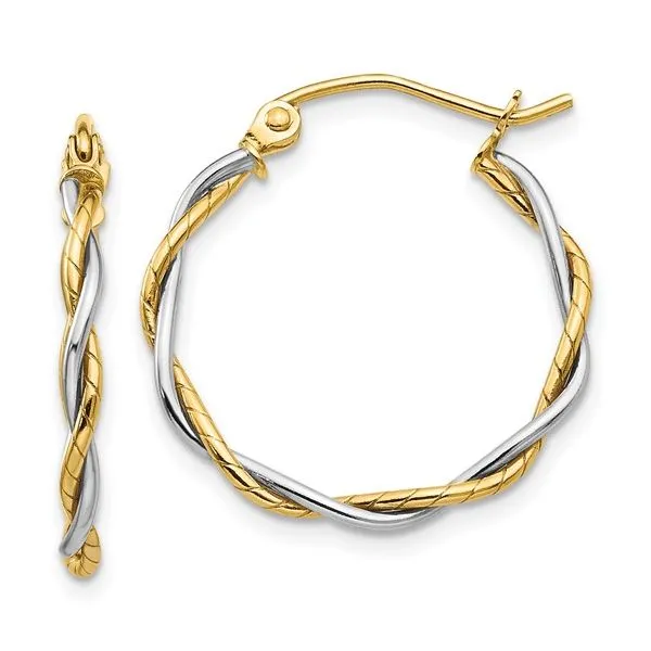 14K Two Tone Twisted Hoop Earrings Quality Gem LLC Bethel, CT