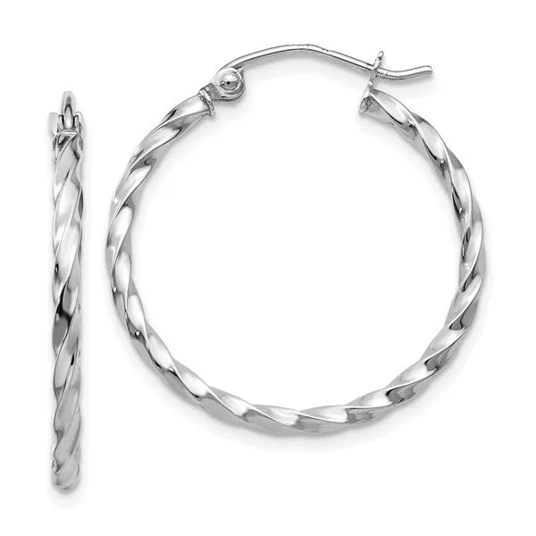 14K White Gold Twist Hoop Earrings Quality Gem LLC Bethel, CT