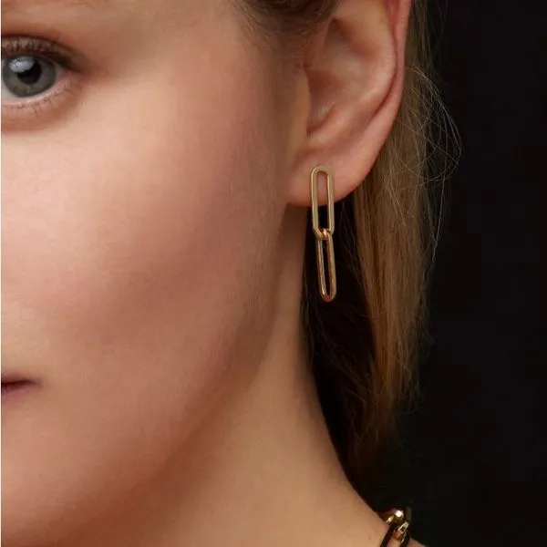 14K Yellow Gold Paperclip Earrings Image 2 Quality Gem LLC Bethel, CT