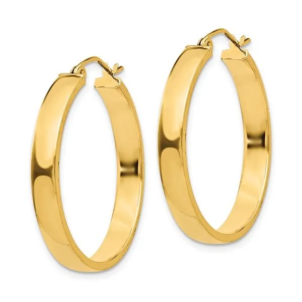 14K Yellow Gold Pipe Cut Hoop Earrings Image 2 Quality Gem LLC Bethel, CT