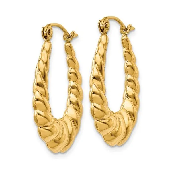 14K Yellow Gold Shrimp Hoop Earrings Image 2 Quality Gem LLC Bethel, CT
