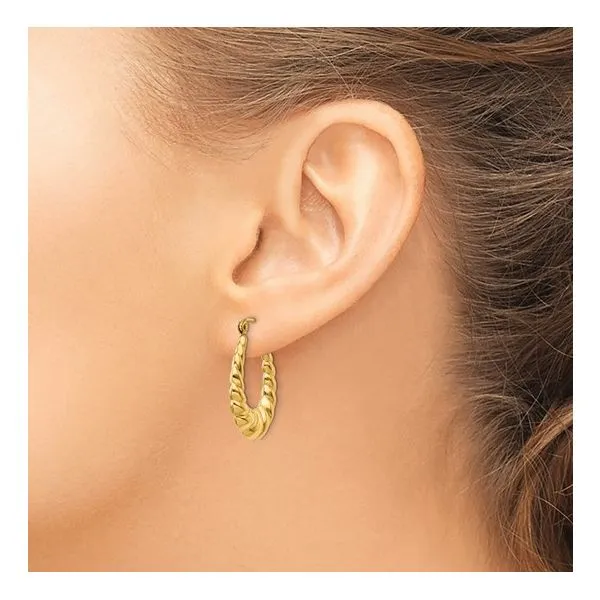 14K Yellow Gold Shrimp Hoop Earrings Image 3 Quality Gem LLC Bethel, CT