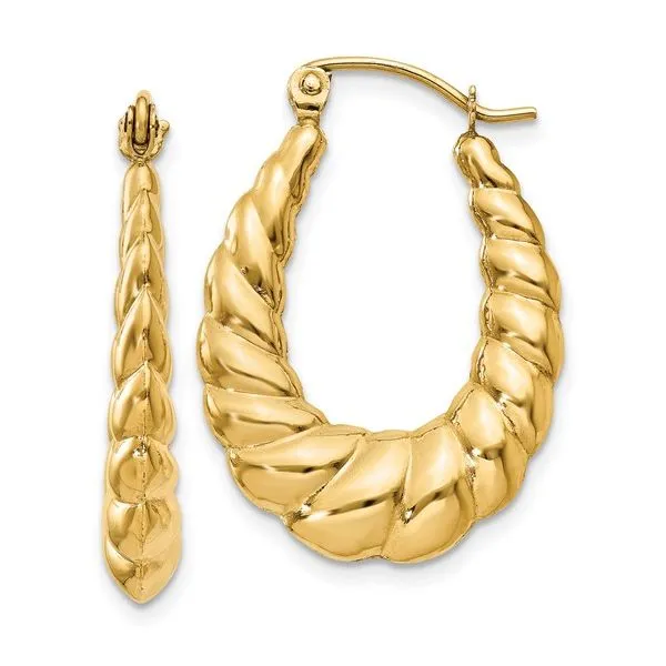 14K Yellow Gold Shrimp Hoop Earrings Quality Gem LLC Bethel, CT