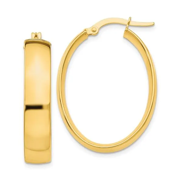 14K Yellow Gold Oval Hoop Earrings Quality Gem LLC Bethel, CT