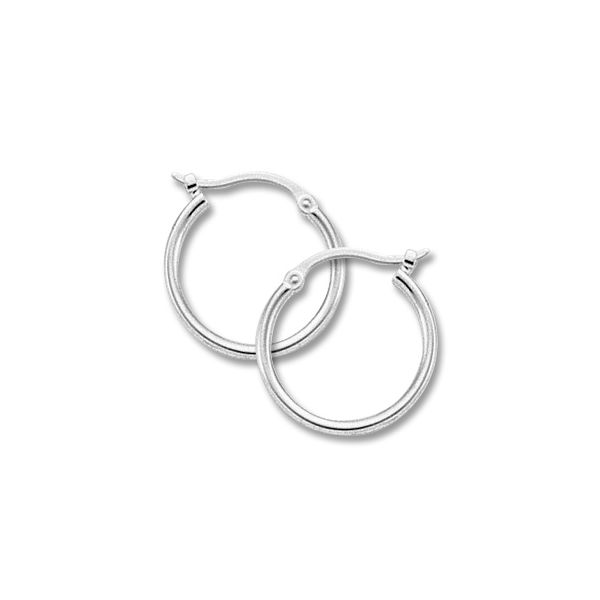 14K White Gold Small Tube Hoop Earrings Quality Gem LLC Bethel, CT