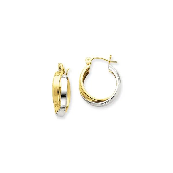 14K Two Tone Double Hoop Earrings Quality Gem LLC Bethel, CT