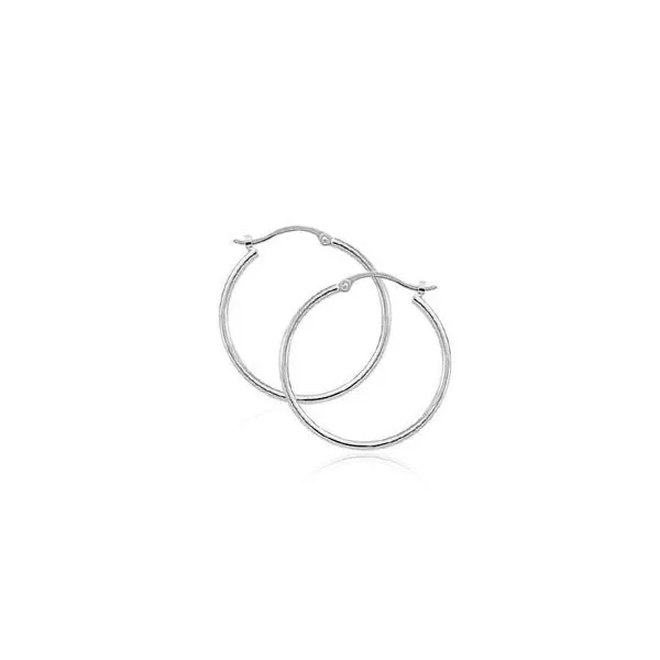 14K White Gold Medium Tube Hoop Earrings Quality Gem LLC Bethel, CT