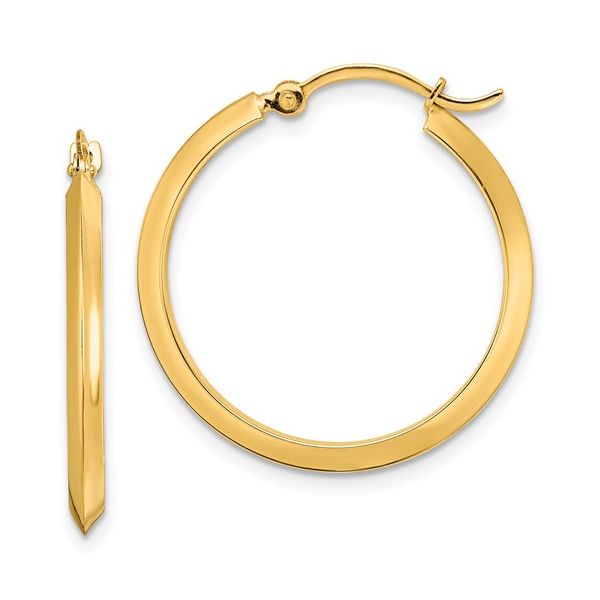 14K Yellow Gold Knife Edge Hoop Earrings Quality Gem LLC Bethel, CT