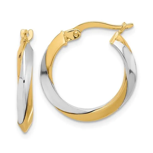 14K Two Tone Polished Twist Hoop Earrings Quality Gem LLC Bethel, CT