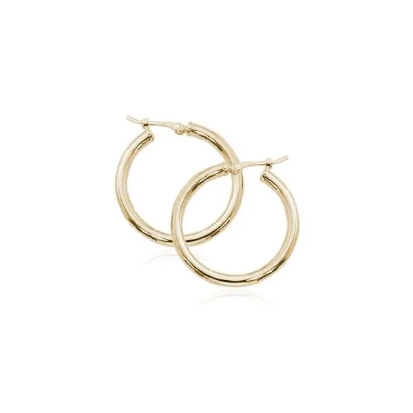 14K Yellow Gold 25mm Hoop Earrings Image 2 Quality Gem LLC Bethel, CT