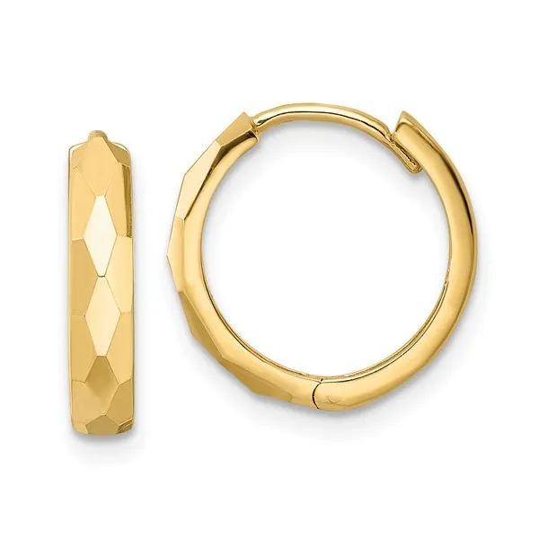 14K Yellow Gold Facetted Hinged Hoop Earrings Quality Gem LLC Bethel, CT