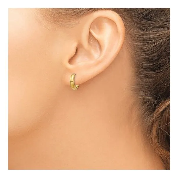 14K Yellow Gold Hinged Huggie Hoop Earrings Image 2 Quality Gem LLC Bethel, CT