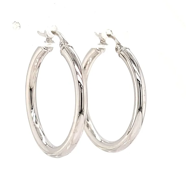14K White Gold Medium Tube Hoop Earrings Quality Gem LLC Bethel, CT