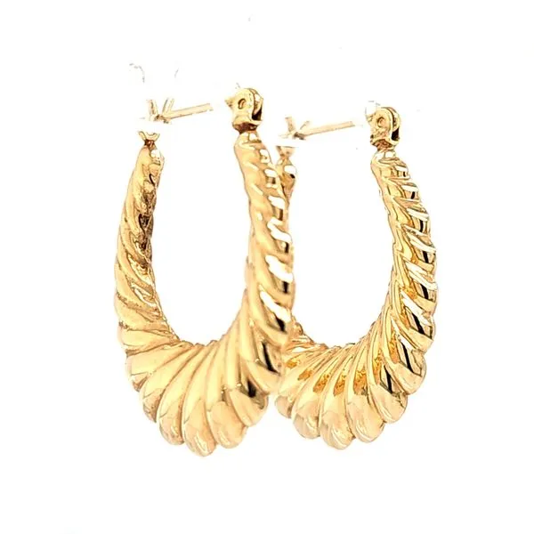 14K Yellow Gold Oval Shrimp Hoop Earrings Quality Gem LLC Bethel, CT