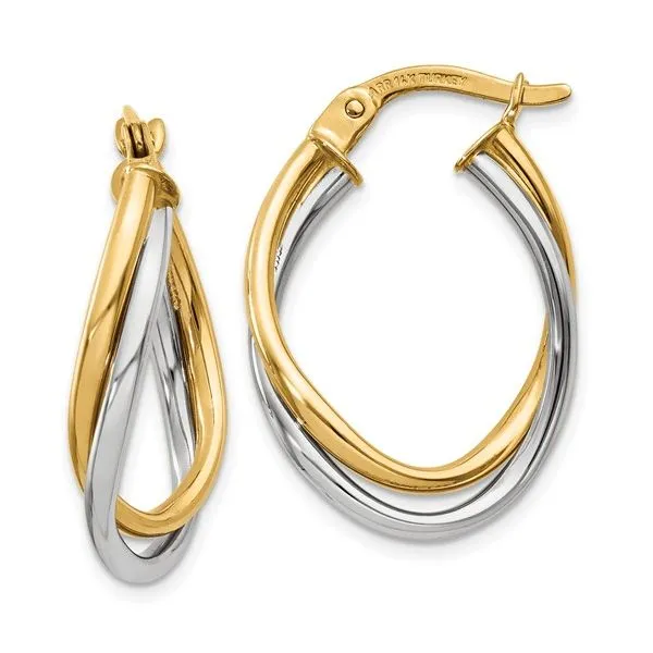 14K Two Tone Twisted Hoop Earrings Quality Gem LLC Bethel, CT