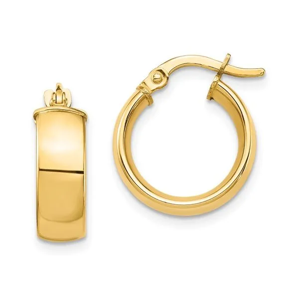 14K Yellow Gold Wide Polished Hoop Earrings Quality Gem LLC Bethel, CT