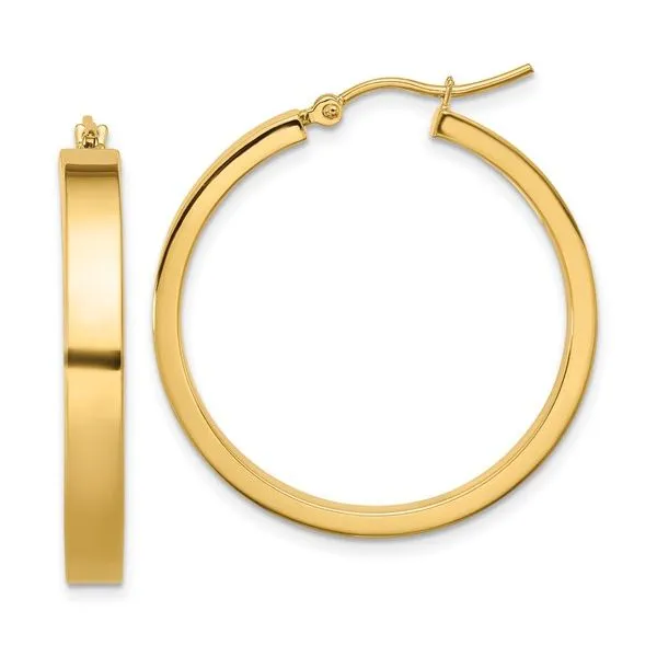14K Yellow Gold Pipe Cut Hoop Earrings Quality Gem LLC Bethel, CT
