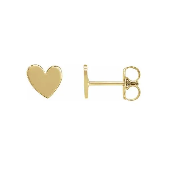 14K Yellow Gold Asymmetrical Heart Stud Earrings Image 2 Quality Gem LLC Bethel, CT