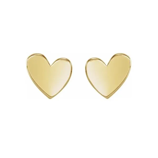 14K Yellow Gold Asymmetrical Heart Stud Earrings Quality Gem LLC Bethel, CT