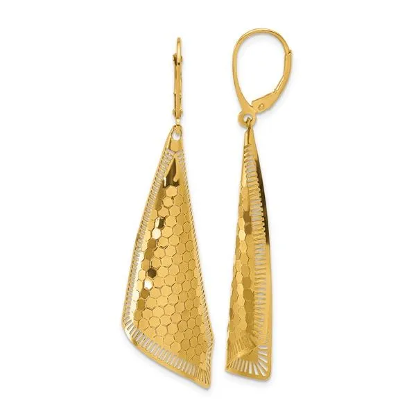 14K Yellow Gold Mosaic Leverback Dangle Earrings Quality Gem LLC Bethel, CT