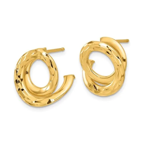 14K Yellow Gold Intertwined Circles Earrings Image 2 Quality Gem LLC Bethel, CT