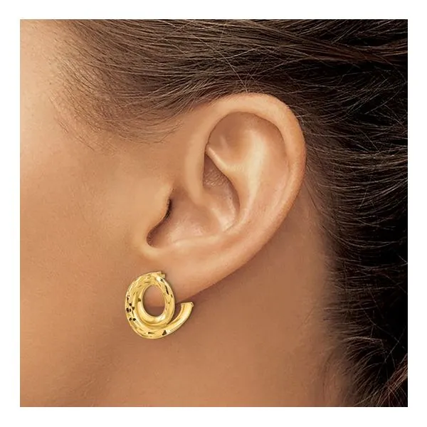 14K Yellow Gold Intertwined Circles Earrings Image 3 Quality Gem LLC Bethel, CT