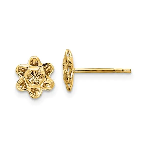 14K Yellow Gold Diamond Cut Floral Stud Earrings Quality Gem LLC Bethel, CT