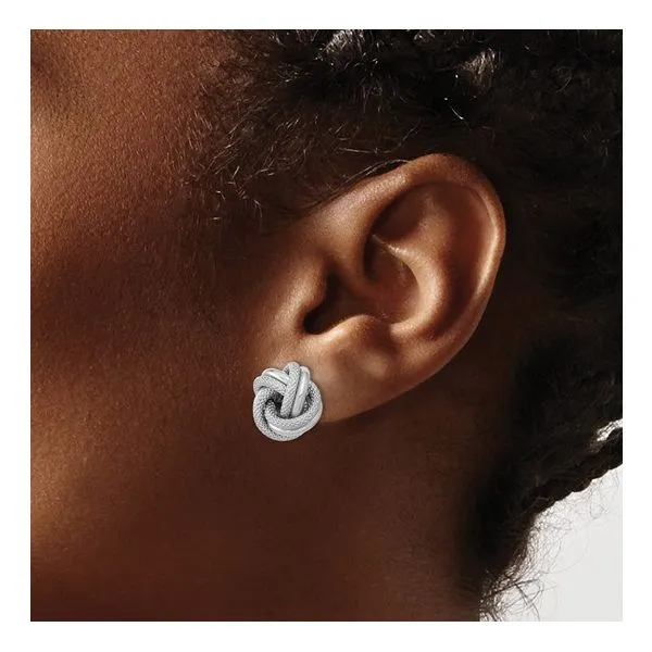14K White Gold Love Knot Earrings Image 2 Quality Gem LLC Bethel, CT
