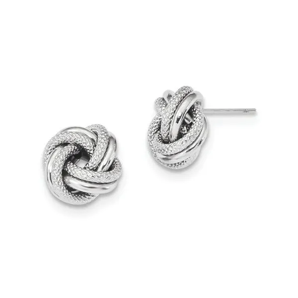 14K White Gold Love Knot Earrings Quality Gem LLC Bethel, CT