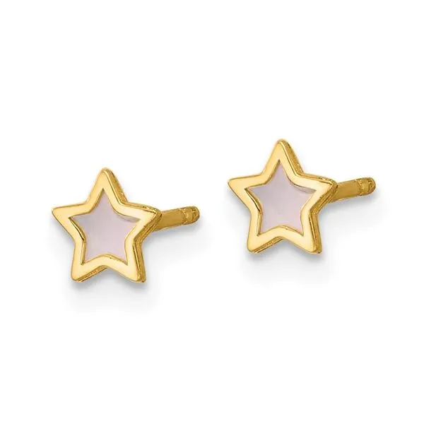 14K Yellow Gold Mother Of Pearl Star Stud Earrings Quality Gem LLC Bethel, CT