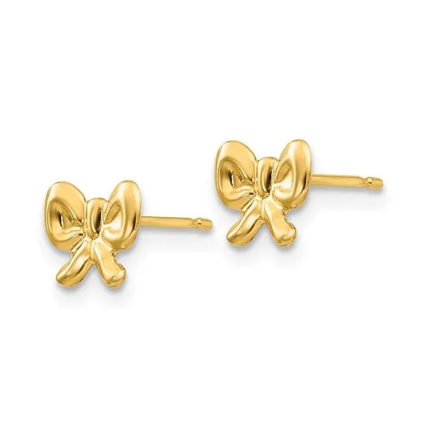 14K Yellow Gold Bow Earrings Image 2 Quality Gem LLC Bethel, CT