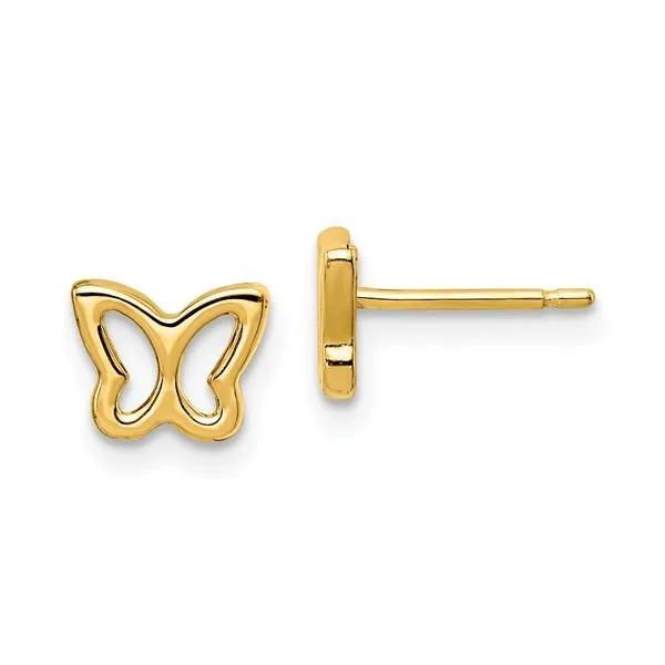 14K Yellow Gold Butterfly Cut Out Stud Earrings Quality Gem LLC Bethel, CT