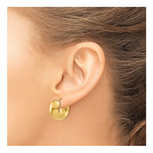 14K Yellow Gold Band Hoop Earrings Image 2 Quality Gem LLC Bethel, CT