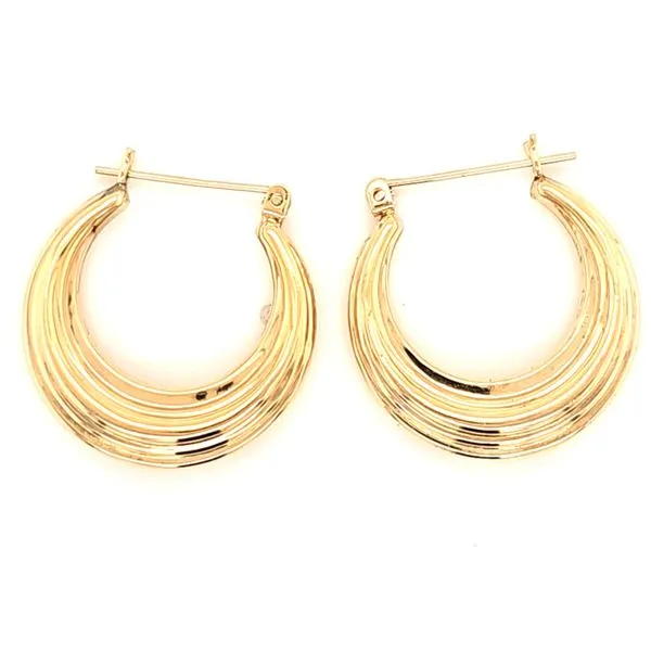 14K Yellow Gold  Ridged Graduated Hoop Earrings Quality Gem LLC Bethel, CT