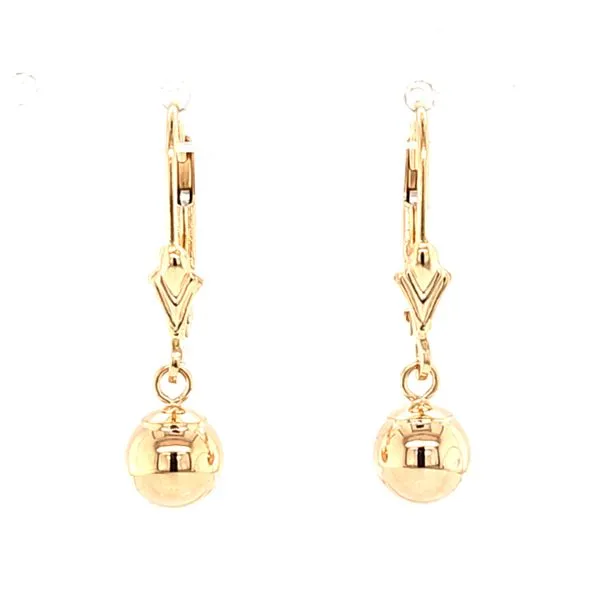 14K Yellow Gold Ball Dangle Eurowire Earrings Quality Gem LLC Bethel, CT