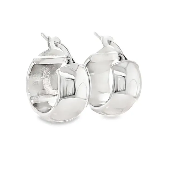 14K White Gold Wide Huggie Hoop Earrings Quality Gem LLC Bethel, CT