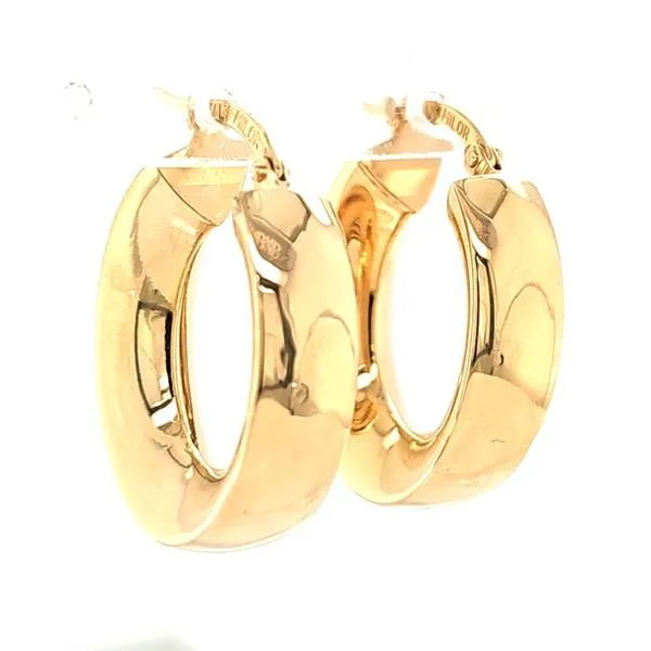 18K Yellow Gold Wide Tapered Oval Hop Earrings Image 2 Quality Gem LLC Bethel, CT