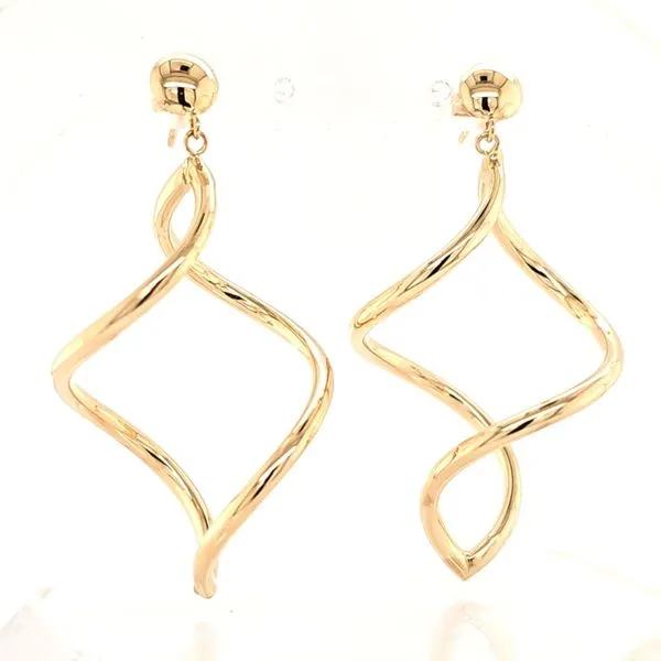 14K Yellow Gold Twist Post Dangle Earrings Quality Gem LLC Bethel, CT