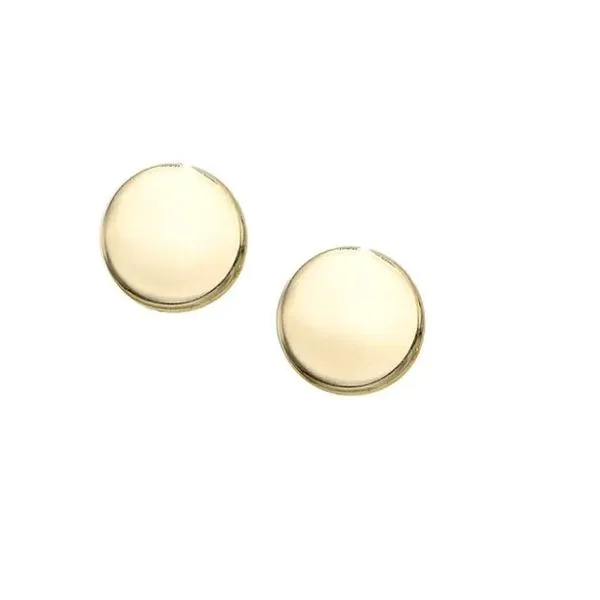 14K Yellow Gold Flat Circle Stud Earrings Quality Gem LLC Bethel, CT