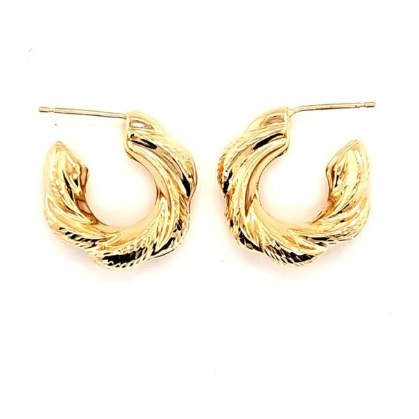 14K Yellow Gold Diamond Cut Twisted Post Hoop Quality Gem LLC Bethel, CT