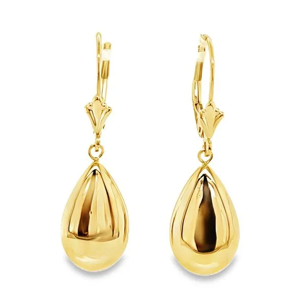 14K Yellow Gold Tear Drop Dangle Earrings Quality Gem LLC Bethel, CT