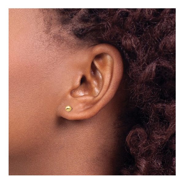 14K Yellow Gold 4mm Ball Stud Earrings Image 2 Quality Gem LLC Bethel, CT